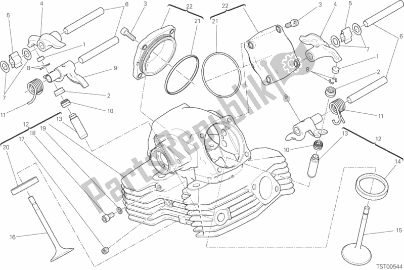 Todas as partes de Cabeça Vertical do Ducati Scrambler Brazil Special Edition 1100 2019
